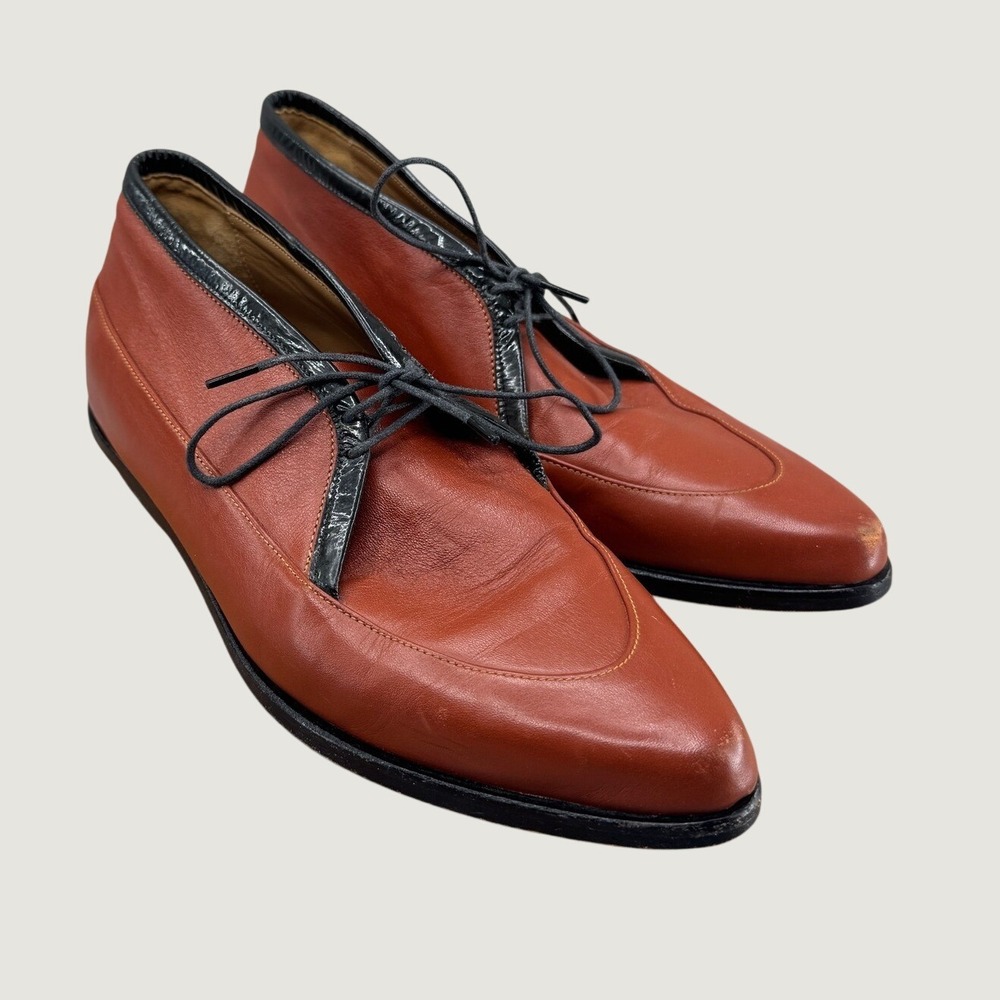 Leather Lace Up Oxford Shoes Womens 7 Brown Pointed Toe Dark Academia Chic